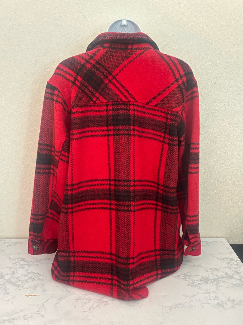 Time And Tru Heavy Duty Flannel Coat Womens M Red Black Plaid Button Pockets - Picture 6 of 9